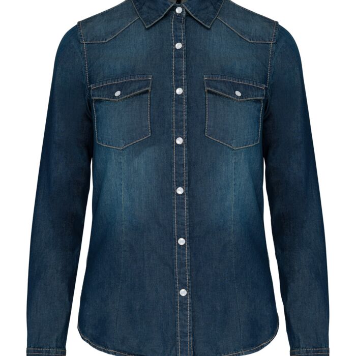 Kariban Ladies Long Sleeve Denim Shirt Thumbnail
