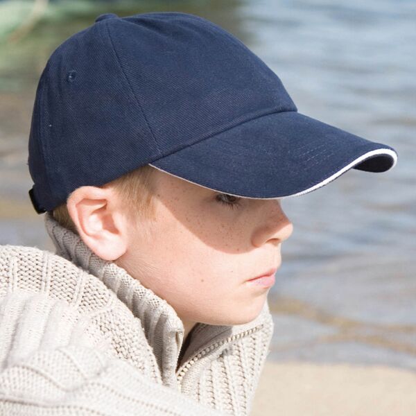 Result Kids Low Profile Heavy Brushed Cotton Cap with Sandwich Peak Thumbnail