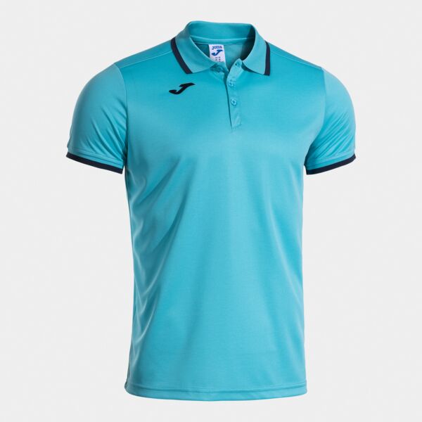 COMBI PREMIUM SHORT SLEEVE POLO FLUOR TURQUOISE NAVY BLUE Thumbnail
