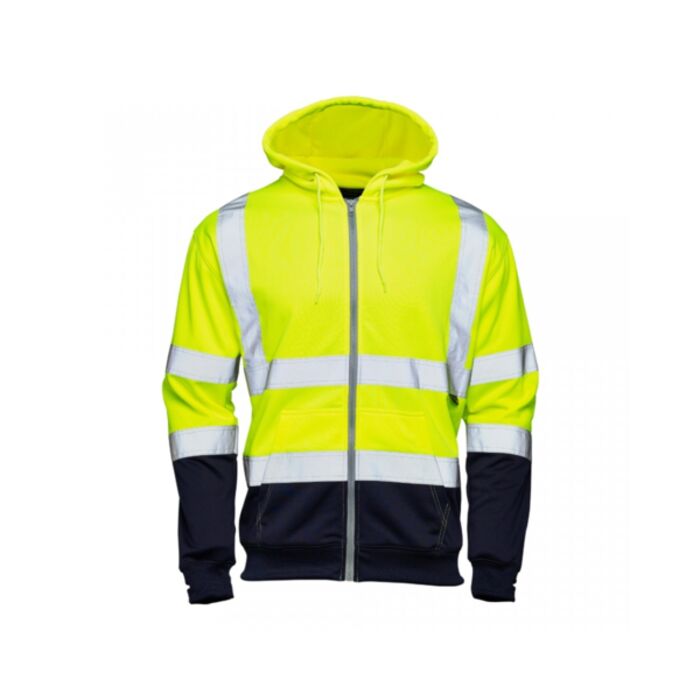Supertouch Hi Vis Yellow 2 Tone Hooded Zipped Sweatshirt Thumbnail