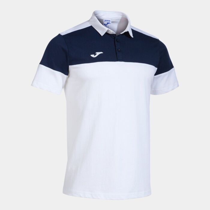 CREW V SHORT SLEEVE POLO WHITE NAVY Thumbnail